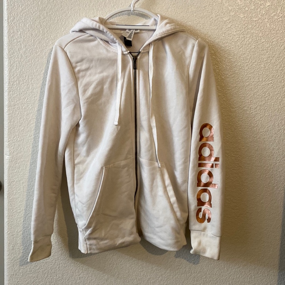 I am selling this white adidas jacket size medium